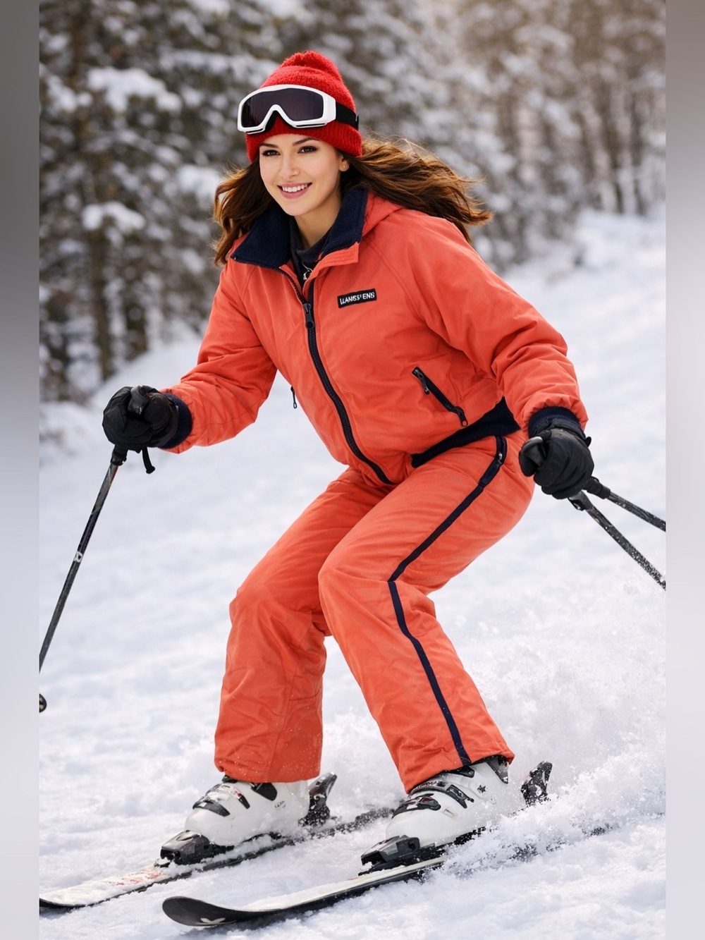 Vintage Lands End Squall Womens Sz M/L Ski Coat & Pants Set USA Made Coral Warm
